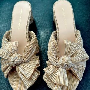 Loefller Randall Emilia Pleated Bow Slides Size 8